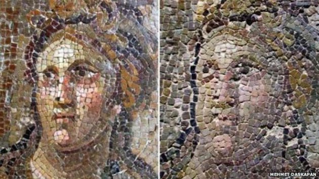 Resultado de la desastrosa restauración de los mosaicos