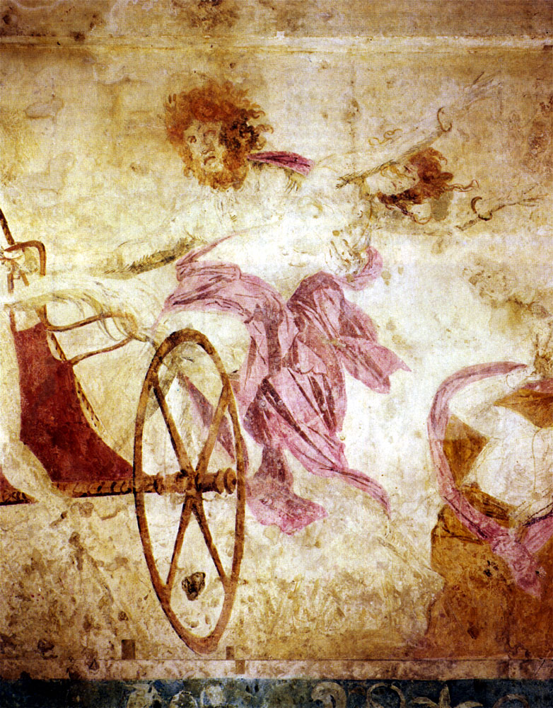 Pintura del rapto de Perséfone en el interior de la Tuma I