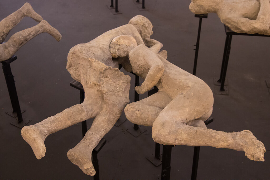 Pareja de hombres que murieron abrazados en Pompeya