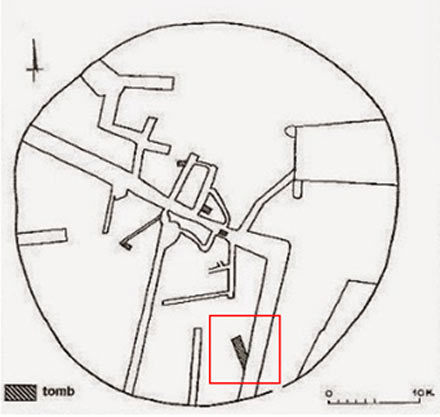 Plano de la zona de la tumba obtenido por imágenes de radar