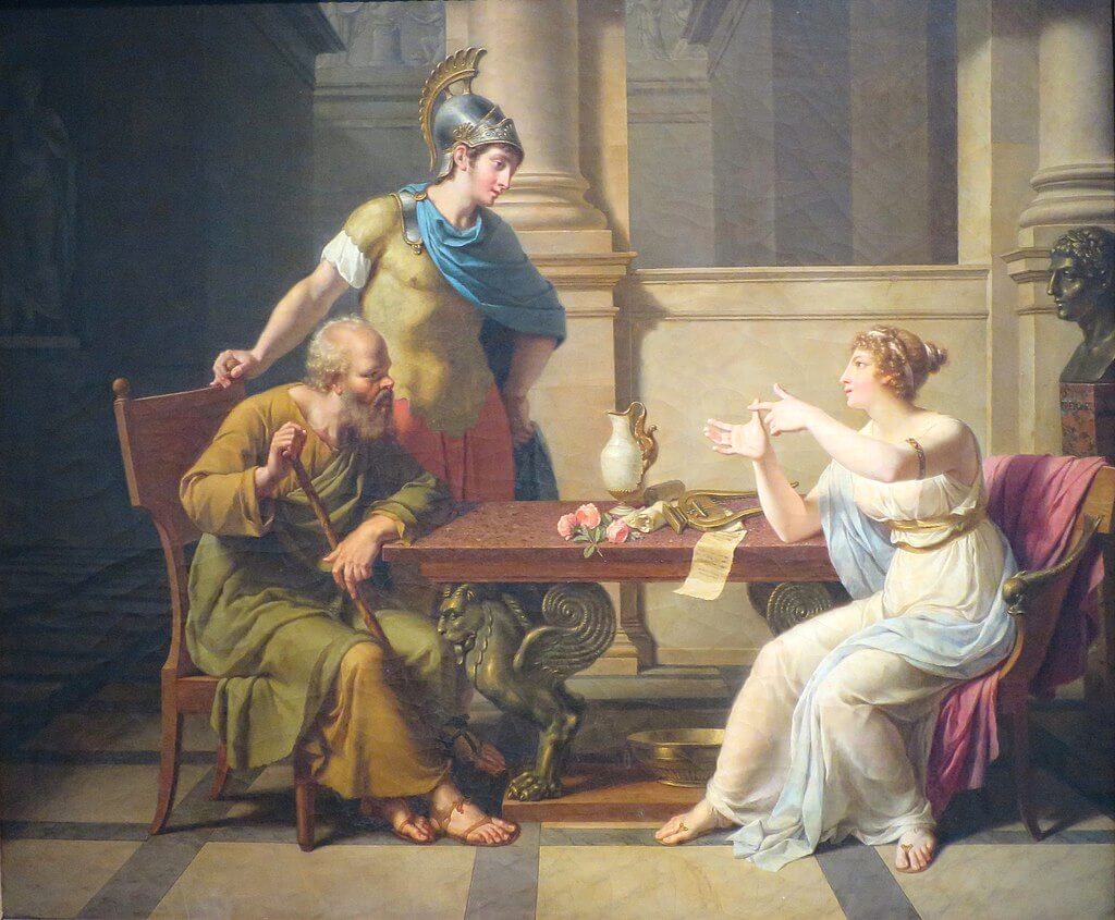 Aspasia con Alcibíades y Sócrates, de Nicolas Andre Monsiau