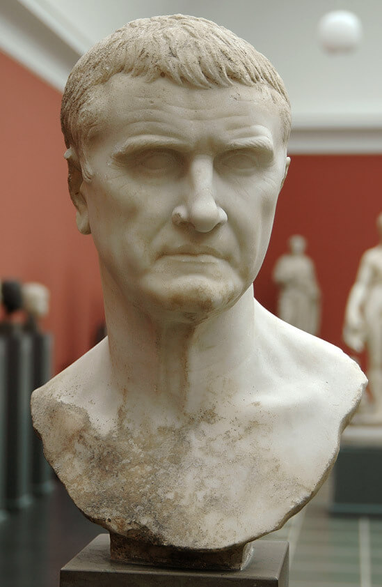 Busto de Craso, derrotado en la batalla de Carras, conservado en la Gliptoteca de Múnich