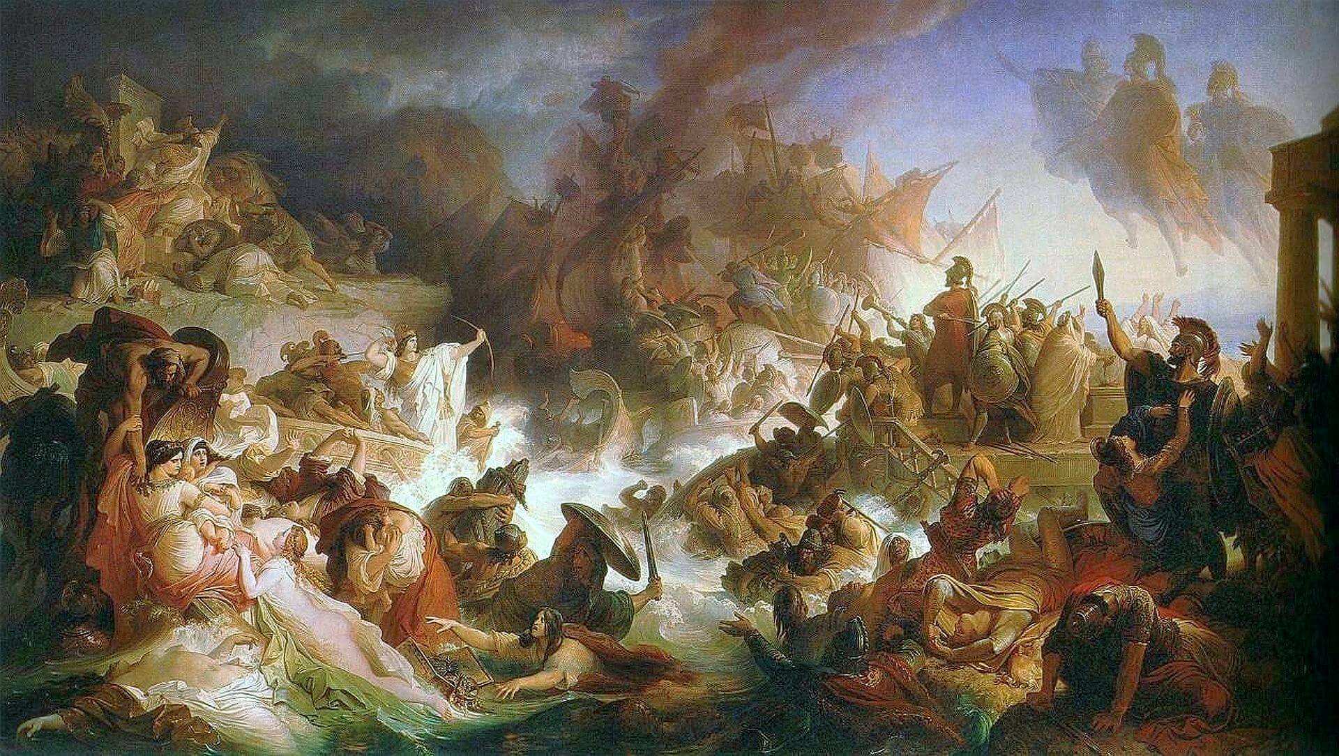 La batalla de Salamina pintada por Wilhelm von Kaulbach 