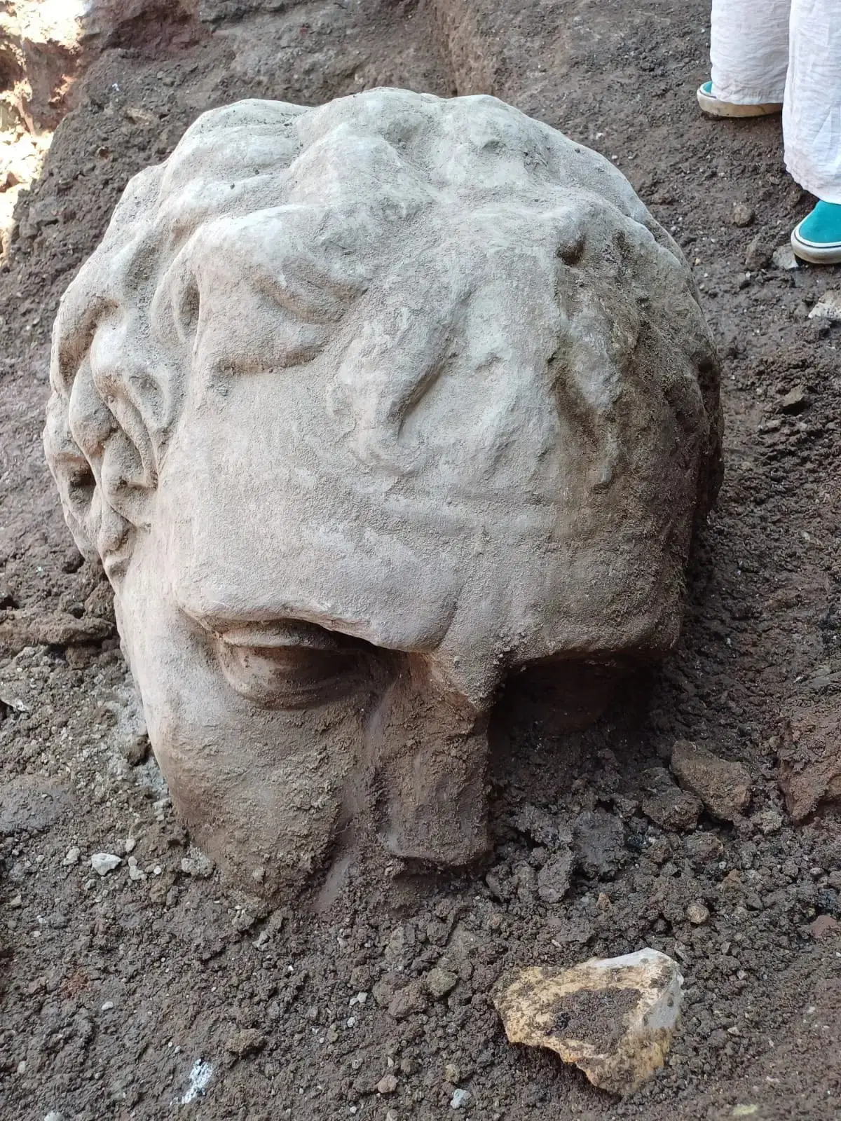 Cabeza de mármol hallada en el Foro de Trajano