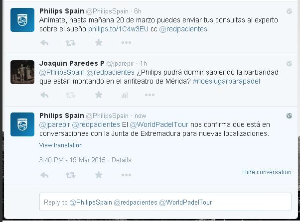 Declaraciones de la empresa Philips en Twitter