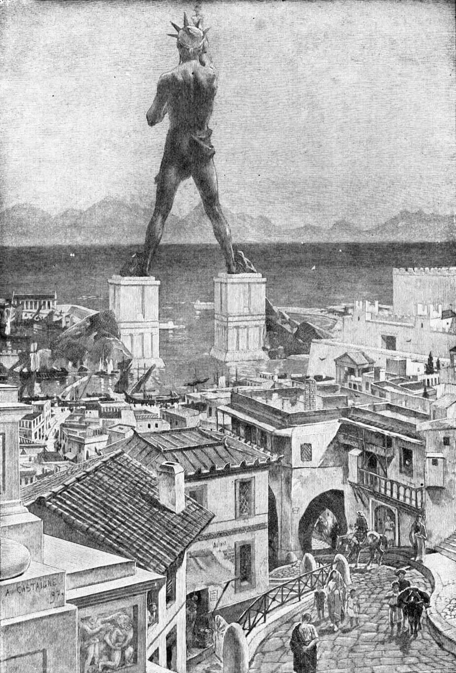 El coloso de Rodas, una de las maravillas de la Antigüedad
