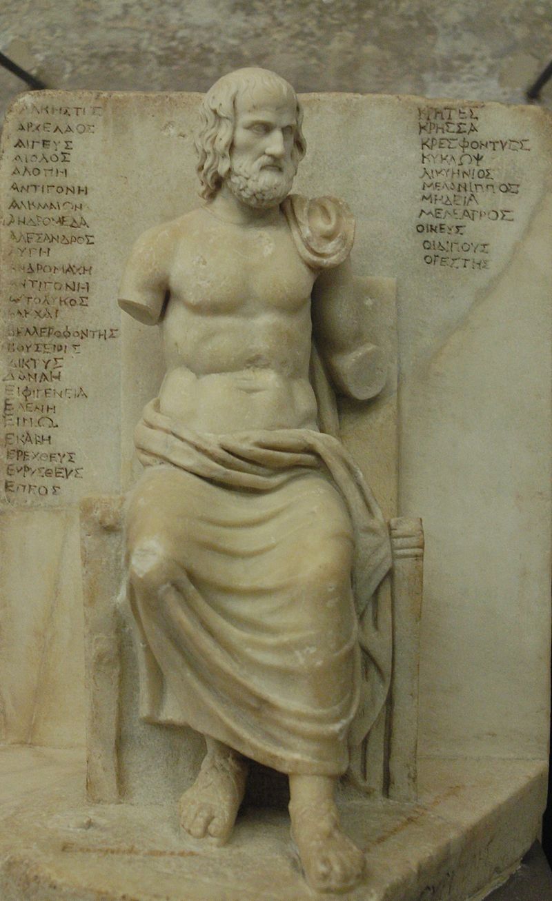Escultura de Eurípides en el Louvre