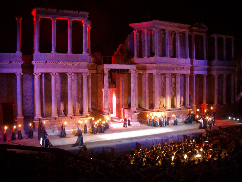 El teatro romano de Mérida en pleno Festival