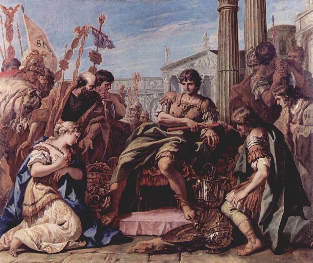 La clemencia de Escipión, en un cuadro de Sebastiano Ricci
