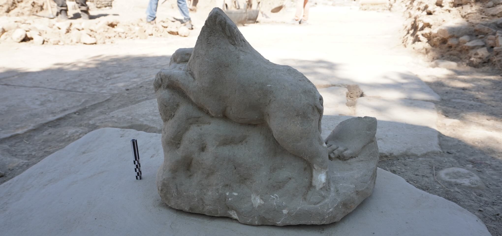 Escultura de un jabalí hallada en Gortina