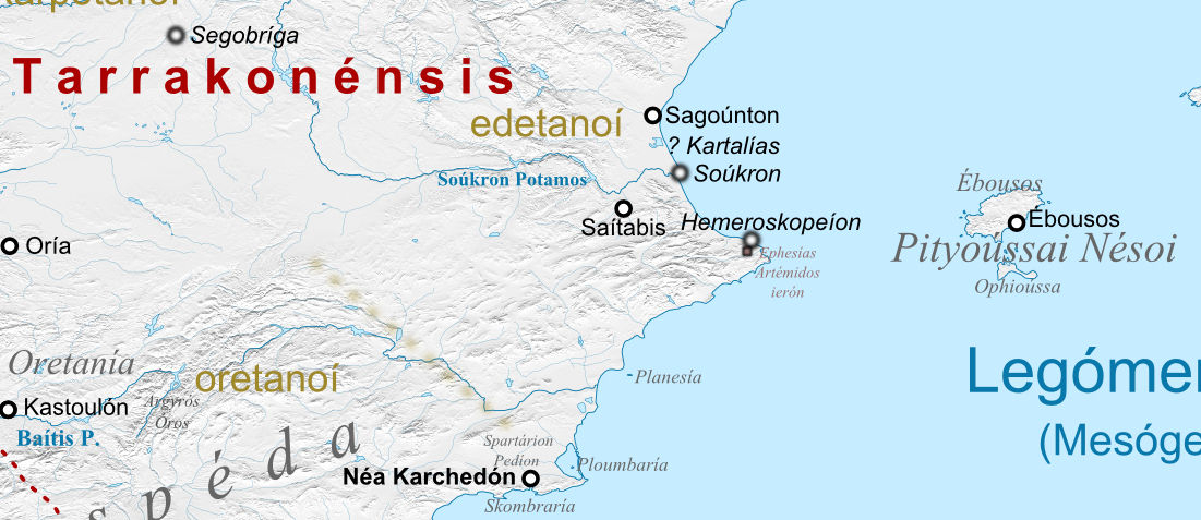 Plano del levante ibérico generado según la descripción de Estrabón en Geografía Plano del levante ibérico generado según la descripción de Estrabón en Geografía