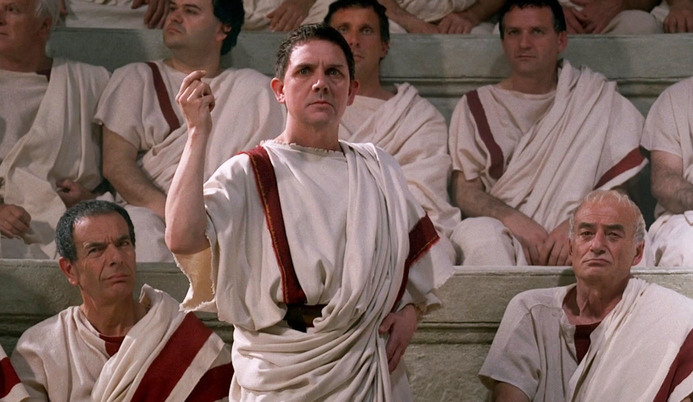 Cicerón en el Senado, en la serie Roma