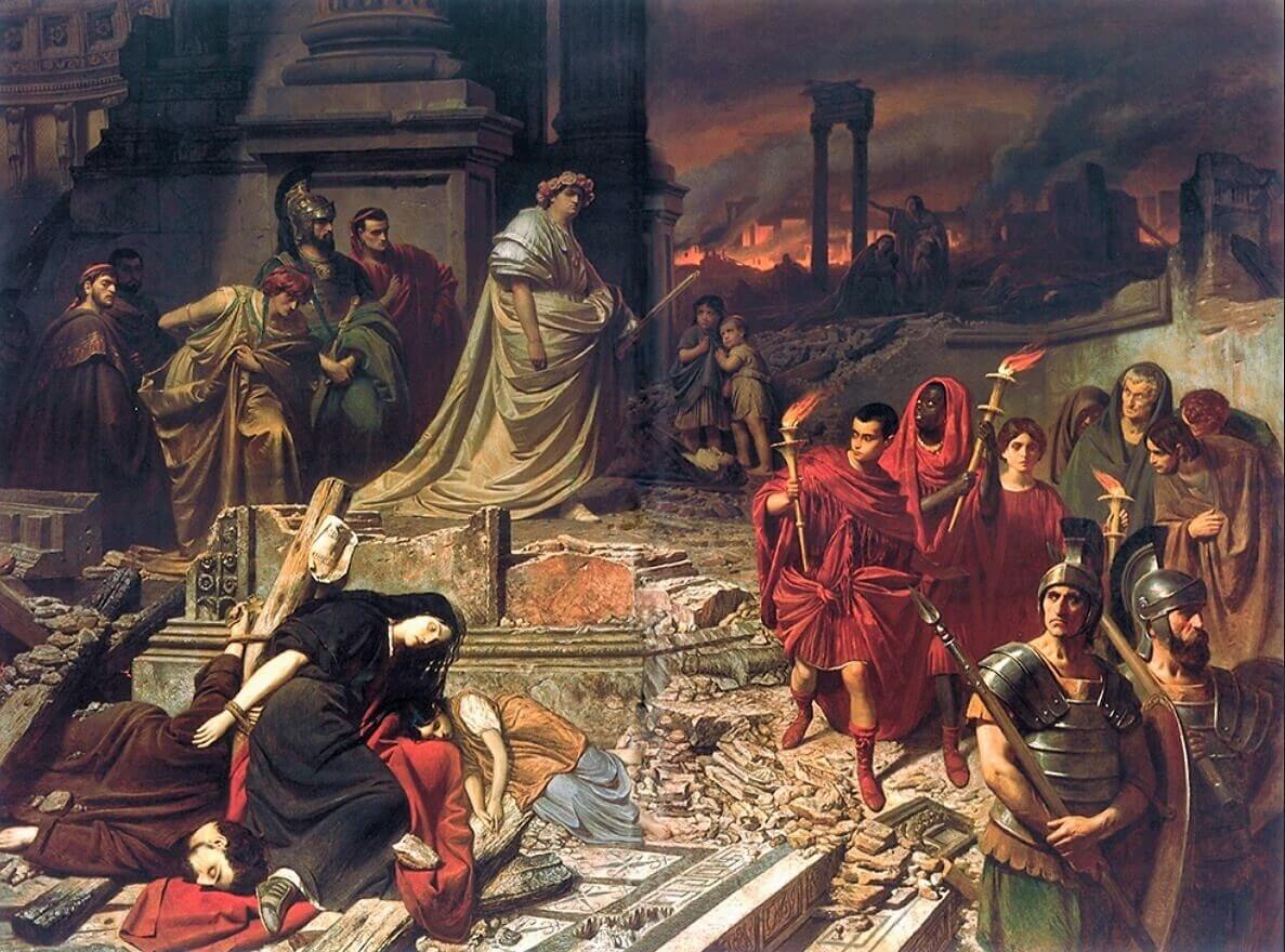 Nerón observando el incendio de Roma por Karl von Pilot