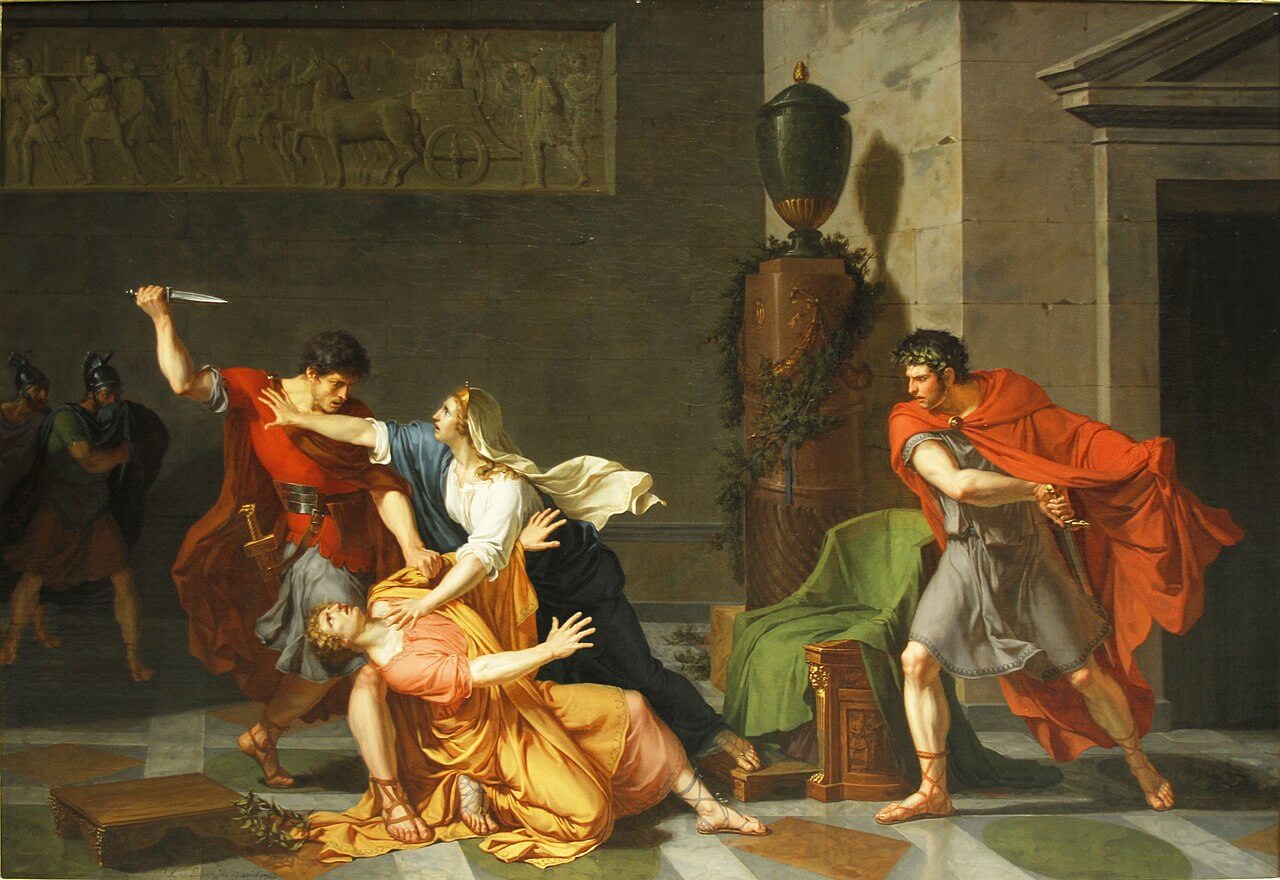Geta muere en manos de su madre Julia Domna, pintura de Jacques Pajou