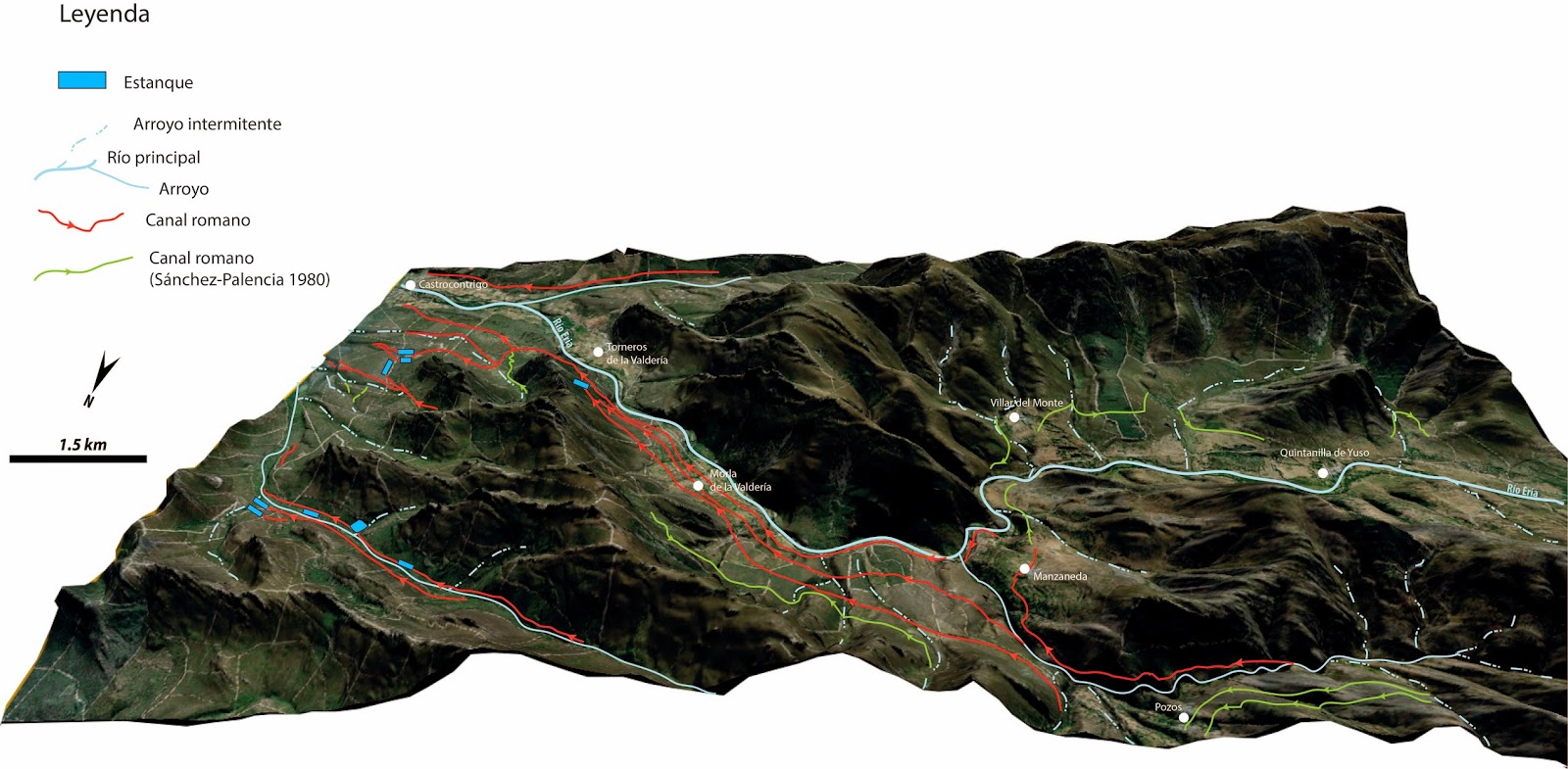 Zona explorada por el láser para detectar trabajos de minería de época romana