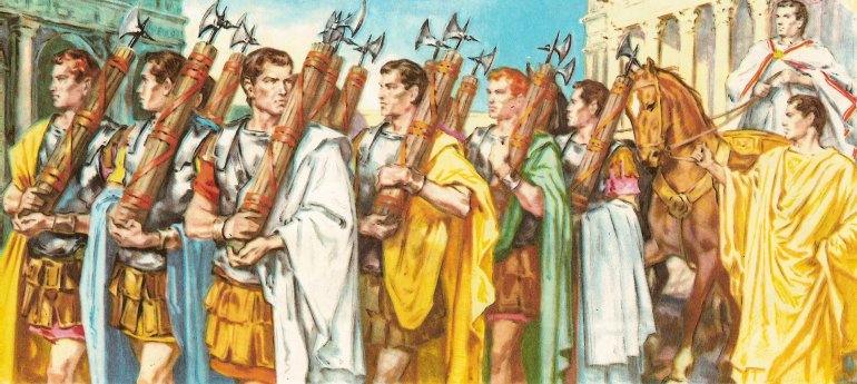 Magistrado romano precedido de sus lictores