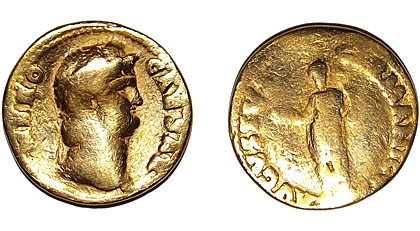Moneda de oro hallada en Vindolanda