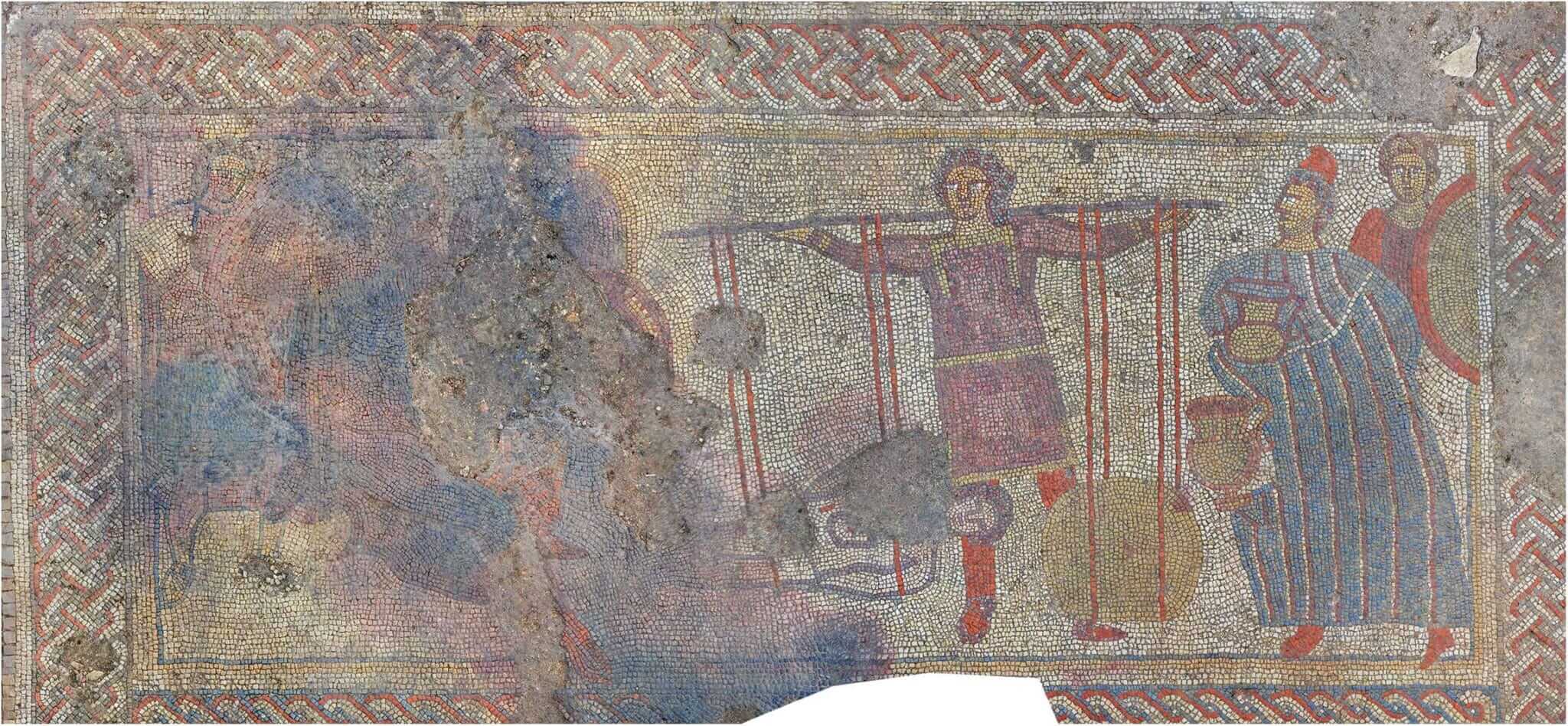 Mosaico de Rutland con escenas de la guerra de Troya