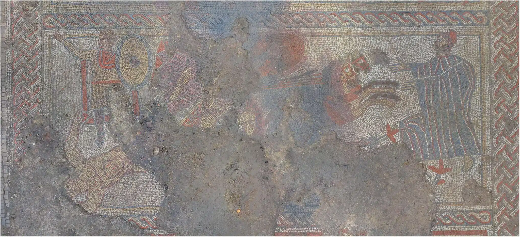 Mosaico de Rutland con escenas de la guerra de Troya