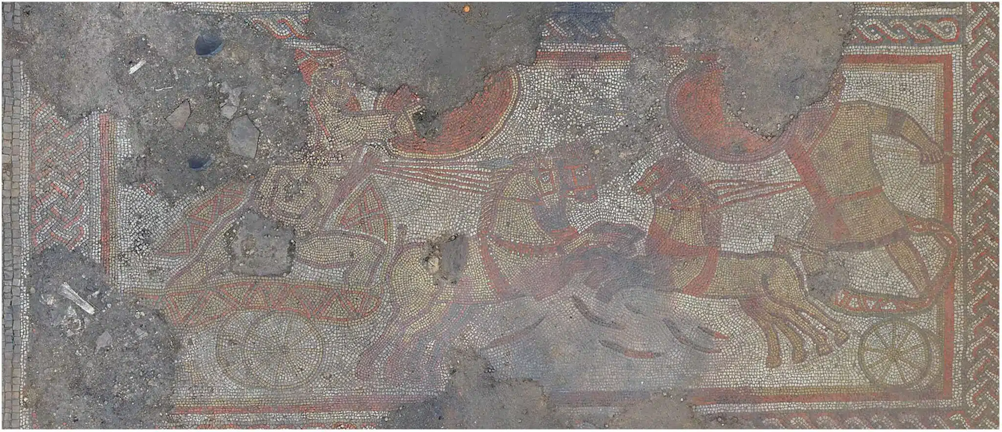 Mosaico de Rutland con escenas de la guerra de Troya