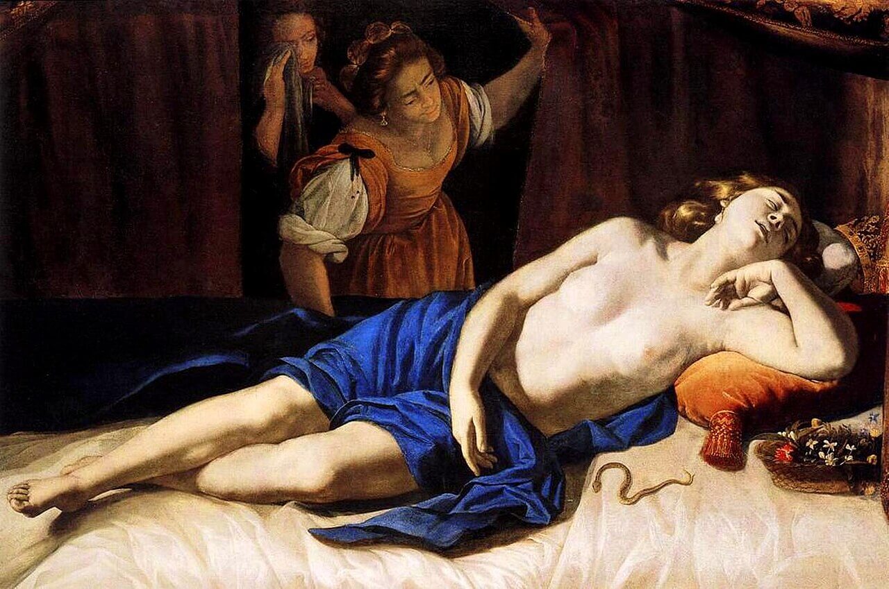 La muerte de Cleopatra por Artemisia Gentileschi