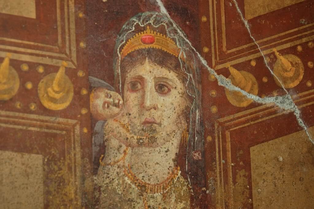 Pintura de Cleopatra en un fresco de Pompeya