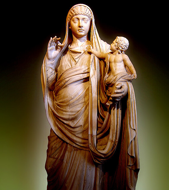 La emperatriz Mesalina con el pequeño Británico en sus brazos