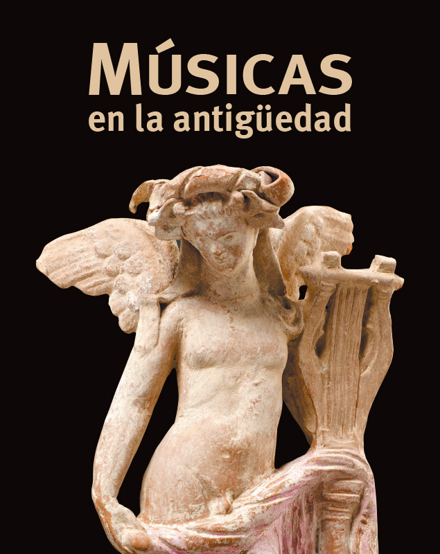 Cartel. Músicas en la Antigüedad, Estela: el cantante ciego Djedkhonsouioufanh tocando el arpa ante el dios Ra, Instrumento de percusión. Músicas en la Antigüedad, Tibia original romana