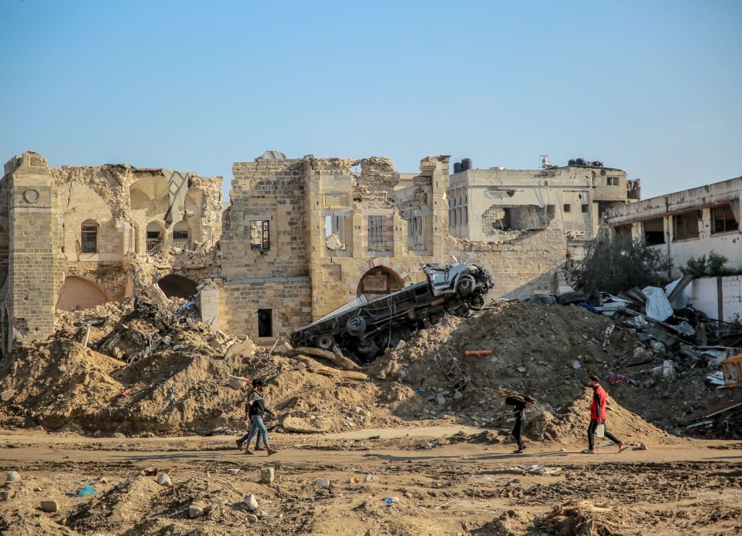 El Palacio Pasha de Gaza destruido por las bombas israelíes