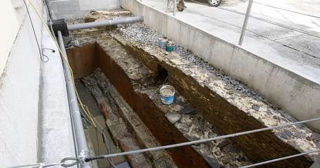 Restos de la piscina hallada en el balneario de Lugo