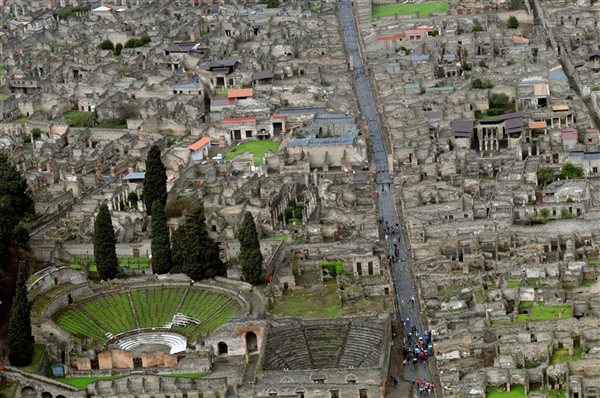 Vista aerea de Pompeya