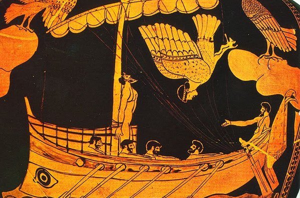 Escena de Odiseo y las sirenas