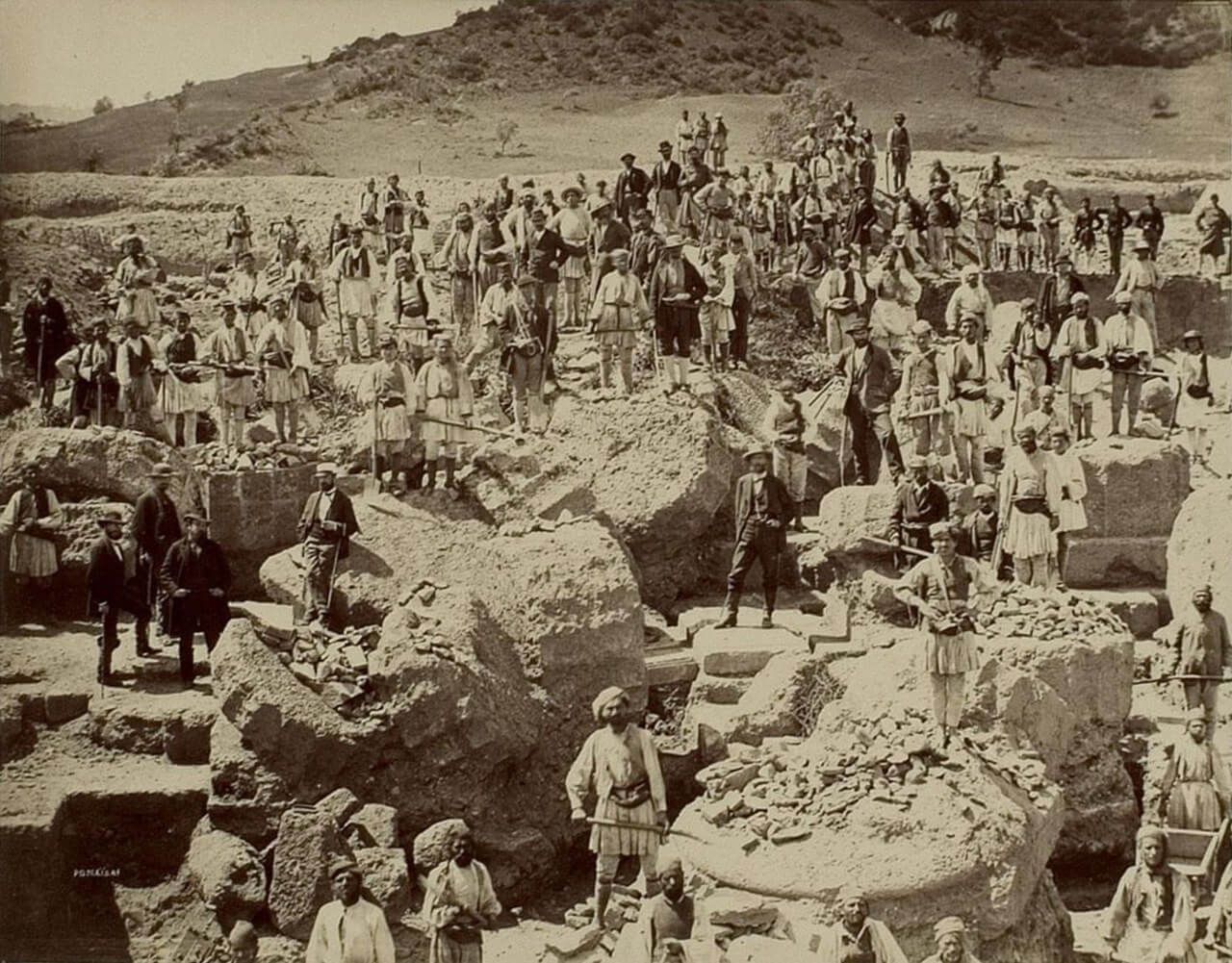 Excavaciones en Olimpia a finales del siglo XIX