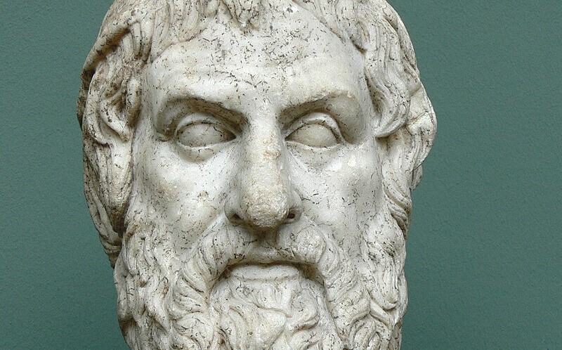 Busto de Sófocles maestro de la tragedia griega en la Gliptoteca de Munich