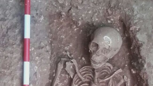 Una de las tumbas prerromanas halladas en Barcelona