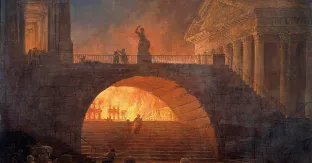 El incendio de Roma en época de Nerón por Robert Hubert